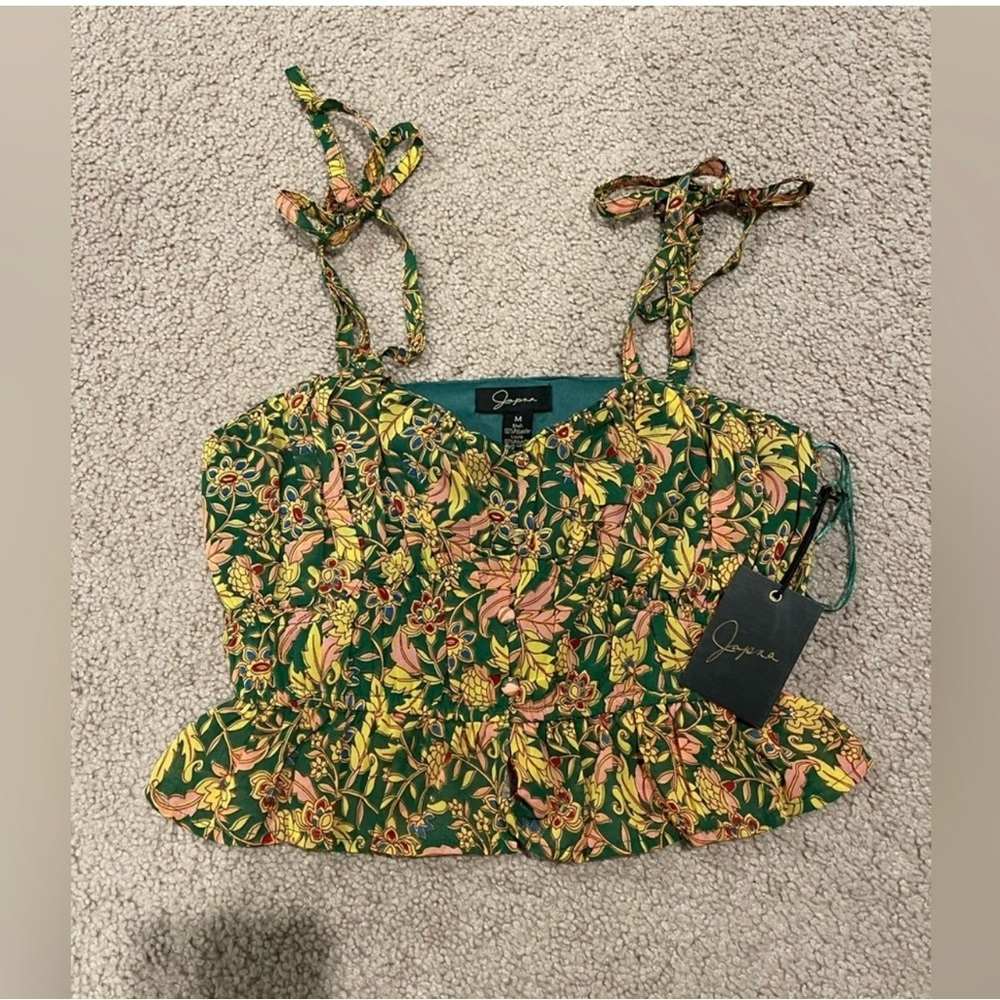 Japna Green Floral Crop Top